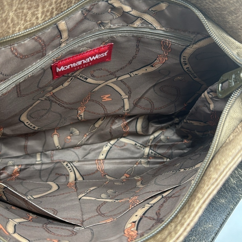 Montana West Two Tone Brown Shoulder Bag BRN6020C - Picture 9 of 16